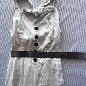 Urban Outfitters Cream Button-Front‎ Jumpsuit. Linen blend, pants are lined.